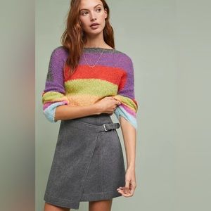 NWT Anthropologie Maeve High Waisted Buckle Wellesley Wool  Heather Grey size 4